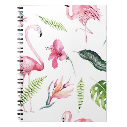 Flamingo Tropics Summer Island Chic Hibiscus Pink Notitieboek (Voorkant)