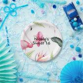 Flamingo Tropics Zomer Verjaardagsfeest Elegant Papieren Bordje (Feest)