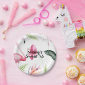 Flamingo Tropics Zomer Verjaardagsfeest Elegant Papieren Bordje (Feest)
