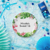 Flamingo Tropics Zomer Verjaardagsfeest Elegant Papieren Bordje (Feest)