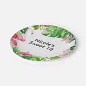 Flamingo Tropics Zomer Verjaardagsfeest Elegant Papieren Bordje (Gekanteld)