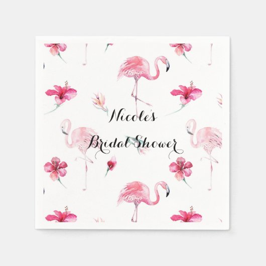 Flamingo Tropics Zomer Verjaardagsfeest Elegant Servet (Voorkant)