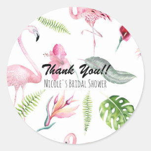 Flamingo Tropics Zomer Verjaardagsfeest Favor Ronde Sticker