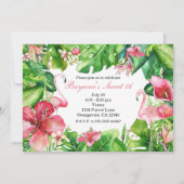 Flamingo Tropics Zomerverjaardagsfeest Uitnodiging (Voorkant)