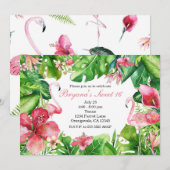 Flamingo Tropics Zomerverjaardagsfeest Uitnodiging (Voorkant / Achterkant)