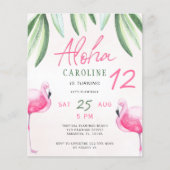 Flamingo tropisch Aloha kinderbudget verjaardagsfe (Voorkant)