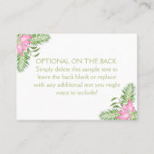 Flamingo Tropisch Baby shower Boek Aanvraag Kaart Plaatskaartje (Achterkant)