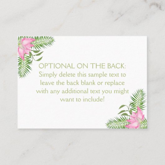 Flamingo Tropisch Baby shower Boek Aanvraag Kaart Plaatskaartje (Achterkant)