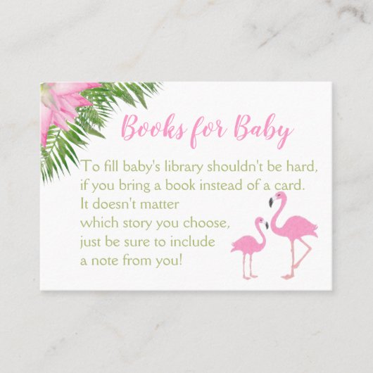Flamingo Tropisch Baby shower Boek Aanvraag Kaart Plaatskaartje (Voorkant)