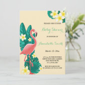 Flamingo Tropisch baby shower Kaart (Staand voorkant)