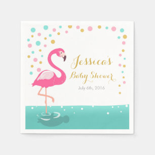 Flamingo Tropisch Baby shower Papier Servet Meisje