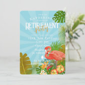 Flamingo Tropisch Blau Pensioen  Kaart (Staand voorkant)