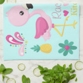 Flamingo Tropisch blauw en roze Theedoek (Gevouwen)