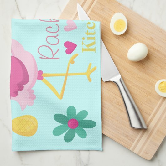 Flamingo Tropisch blauw en roze Theedoek (Quarter Fold)