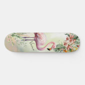 Flamingo Tropisch Botanisch Skateboard (Horizontaal)