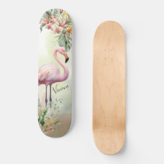 Flamingo Tropisch Botanisch Skateboard (Voorkant)