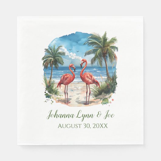 Flamingo Tropisch Eiland Strandfeest Servetten (Voorkant)