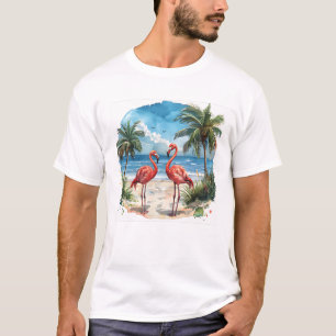 Flamingo Tropisch Eiland Tshirt