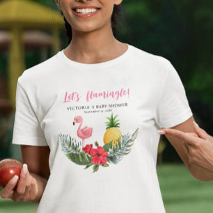 Flamingo Tropisch Het is een Meisje Baby Shower T-shirt