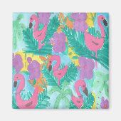 Flamingo Tropisch Jungle Patroon Magneet (Voorkant)