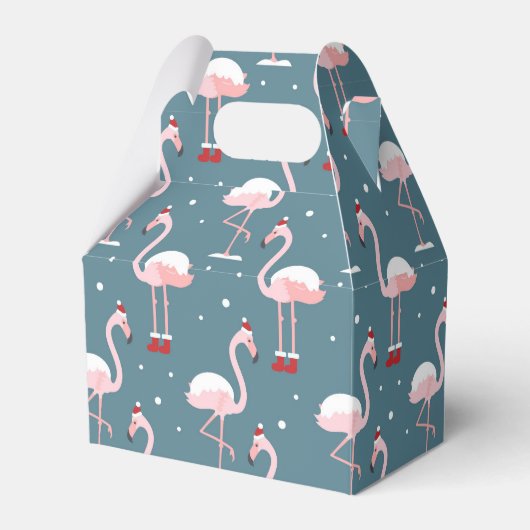 Flamingo Tropisch Kerstfeest Bedankdoosjes (Voorkant Zijde)