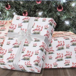 Flamingo Tropisch Kerstfeest Cadeaupapier
