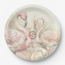 Flamingo Tropisch Monogram Bruiloft Bruidsfeest