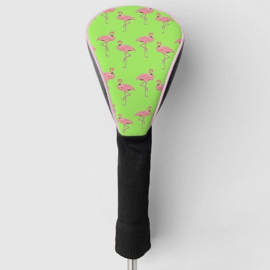 Flamingo Tropisch Patroon Roze Groen Golfheadcover (Voorkant)