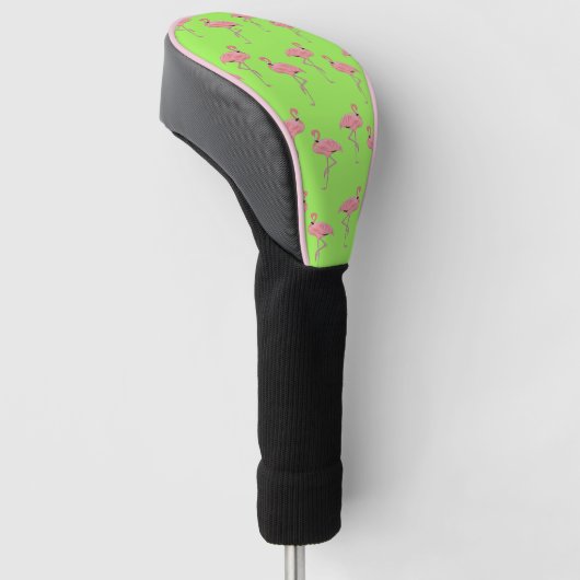 Flamingo Tropisch Patroon Roze Groen Golfheadcover (Schuin)