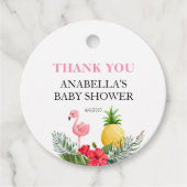 Flamingo Tropisch Roze Baby shower Bedankjes Labels (Voorkant)