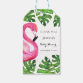 Flamingo Tropisch Roze Baby shower Feestgunst Cadeaulabel (Achterkant)