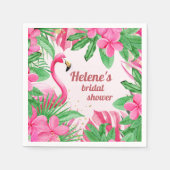 Flamingo Tropisch Roze Bloemige Bruidsdouche Servet (Voorkant)