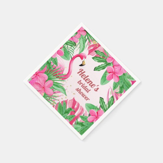 Flamingo Tropisch Roze Bloemige Bruidsdouche Servet (Hoek)