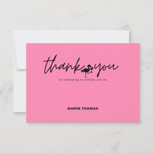 Flamingo Tropisch Roze Verjaardag Dank u Bedankkaart (Voorkant)