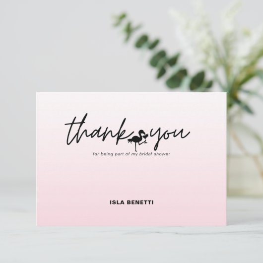 Flamingo Tropisch Roze Vrijgezellenfeest Dank u Bedankkaart (Staand voorkant)
