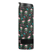 Flamingo Tropisch Schattige Zwart Roze Patroon Aan Thermosbeker (Geroteerd rechts)