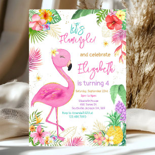 Flamingo Tropisch Thema Verjaardagsuitnodiging Kaart