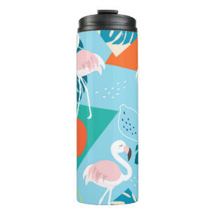 Flamingo Tropisch, Trendy Patroon. Thermosbeker