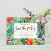 flamingo tropisch Verjaardagsfeest BBQ uitnodiging (Staand voorkant)