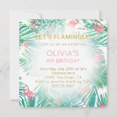 flamingo tropisch verjaardagsfeestje kaart (Achterkant)