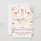 flamingo tropisch verjaardagsfeestje kaart (Voorkant)