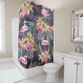 Flamingo Tropisch: Zomer Naadloos Patroon Douchegordijn (In situ)