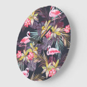 Flamingo Tropisch: Zomer Naadloos Patroon Grote Klok (Hoek)