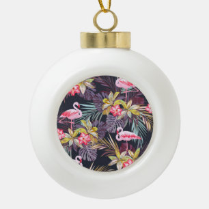 Flamingo Tropisch: Zomer Naadloos Patroon Keramische Bal Ornament