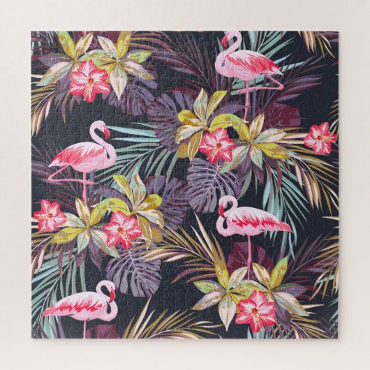 Flamingo Tropisch: Zomer Naadloos Patroon Legpuzzel (Verticaal)