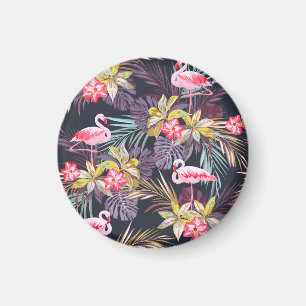 Flamingo Tropisch: Zomer Naadloos Patroon Magneet