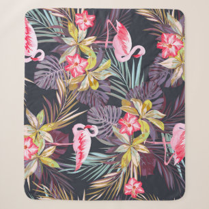 Flamingo Tropisch: Zomer Naadloos Patroon Sherpa Deken