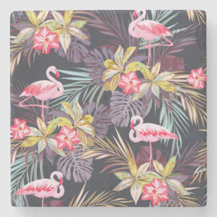 Flamingo Tropisch: Zomer Naadloos Patroon Stenen Onderzetter