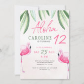 Flamingo tropische Aloha kinderen verjaardagsfeest Kaart (Voorkant)