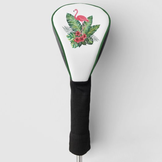 Flamingo tropische bladchauffeur golfheadcover (Voorkant)